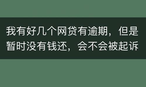 我有好几个网贷有逾期，但是暂时没有钱还，会不会被起诉抓人啊