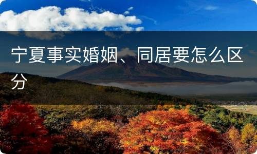 宁夏事实婚姻、同居要怎么区分