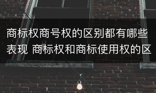 商标权商号权的区别都有哪些表现 商标权和商标使用权的区别
