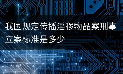 我国规定传播淫秽物品案刑事立案标准是多少