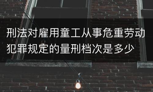 刑法对雇用童工从事危重劳动犯罪规定的量刑档次是多少
