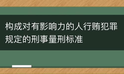 构成对有影响力的人行贿犯罪规定的刑事量刑标准