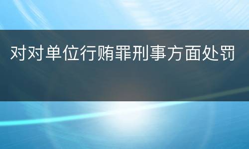 对对单位行贿罪刑事方面处罚