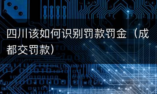 四川该如何识别罚款罚金（成都交罚款）