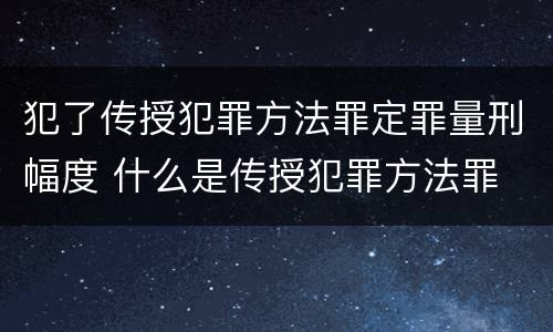 犯了传授犯罪方法罪定罪量刑幅度 什么是传授犯罪方法罪
