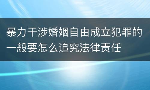 暴力干涉婚姻自由成立犯罪的一般要怎么追究法律责任