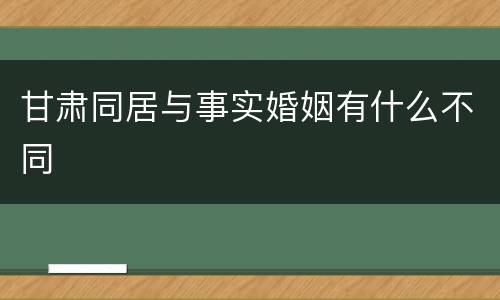 甘肃同居与事实婚姻有什么不同