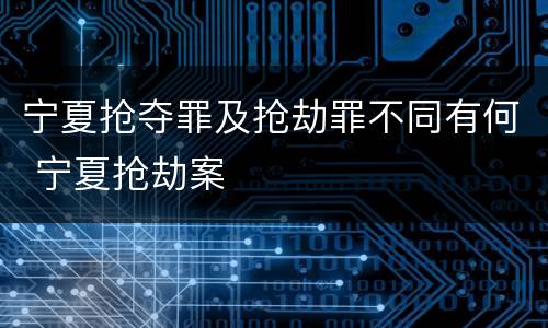 宁夏抢夺罪及抢劫罪不同有何 宁夏抢劫案