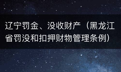 辽宁罚金、没收财产（黑龙江省罚没和扣押财物管理条例）