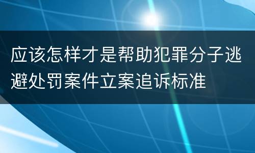 应该怎样才是帮助犯罪分子逃避处罚案件立案追诉标准