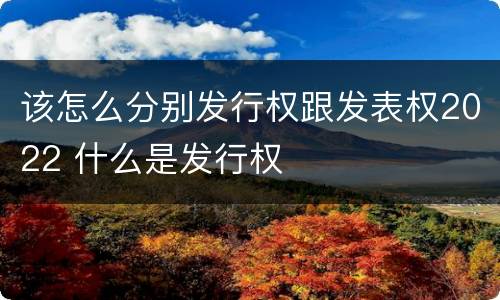 该怎么分别发行权跟发表权2022 什么是发行权