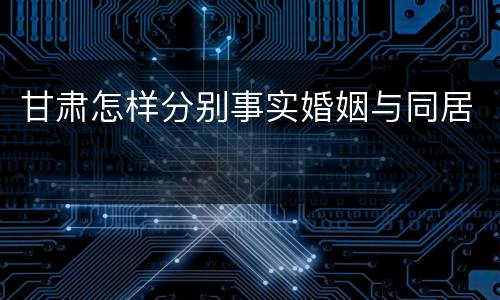 甘肃怎样分别事实婚姻与同居