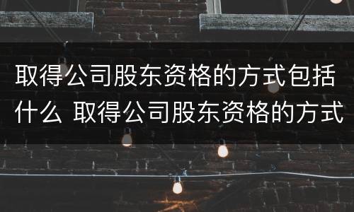 取得公司股东资格的方式包括什么 取得公司股东资格的方式包括什么