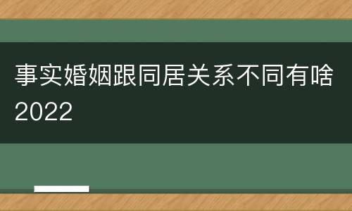 事实婚姻跟同居关系不同有啥2022