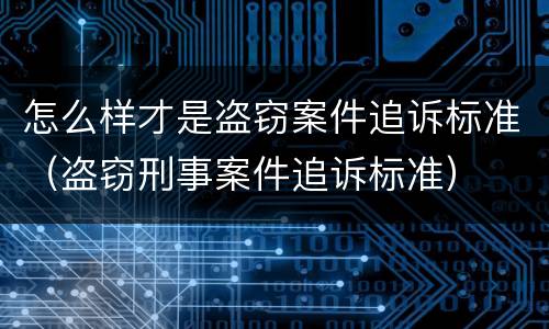 怎么样才是盗窃案件追诉标准（盗窃刑事案件追诉标准）