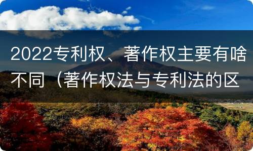 2022专利权、著作权主要有啥不同（著作权法与专利法的区别）