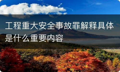 工程重大安全事故罪解释具体是什么重要内容