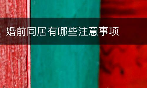 婚前同居有哪些注意事项