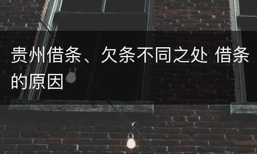 贵州借条、欠条不同之处 借条的原因