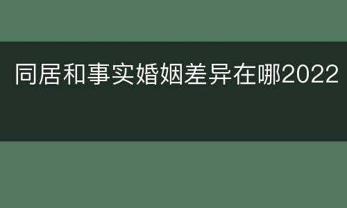 同居和事实婚姻差异在哪2022