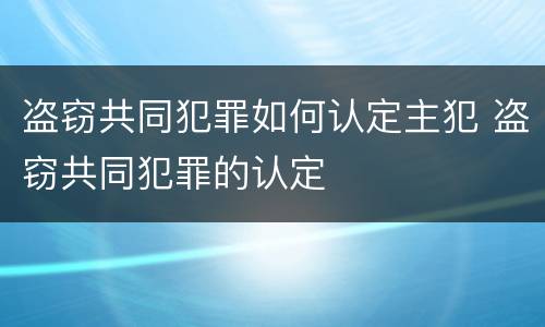 盗窃共同犯罪如何认定主犯 盗窃共同犯罪的认定