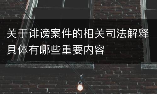 关于诽谤案件的相关司法解释具体有哪些重要内容