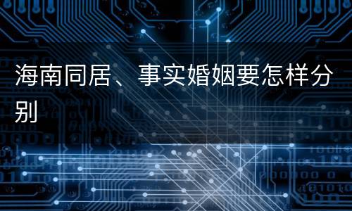 海南同居、事实婚姻要怎样分别