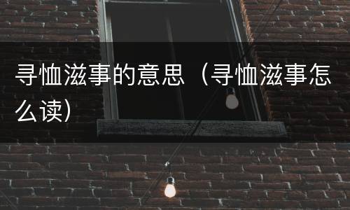 寻恤滋事的意思（寻恤滋事怎么读）