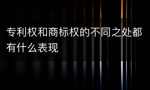 专利权和商标权的不同之处都有什么表现