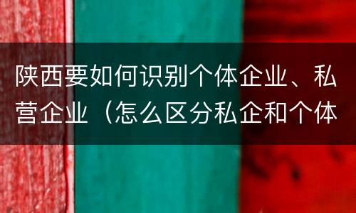 陕西要如何识别个体企业、私营企业（怎么区分私企和个体）