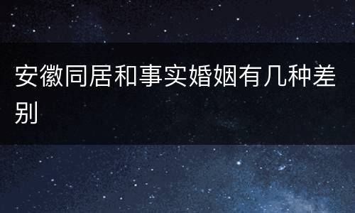 安徽同居和事实婚姻有几种差别