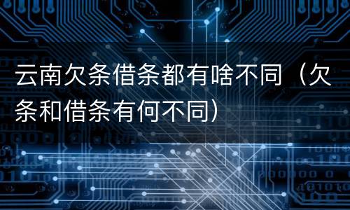 云南欠条借条都有啥不同（欠条和借条有何不同）