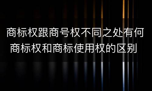 商标权跟商号权不同之处有何 商标权和商标使用权的区别