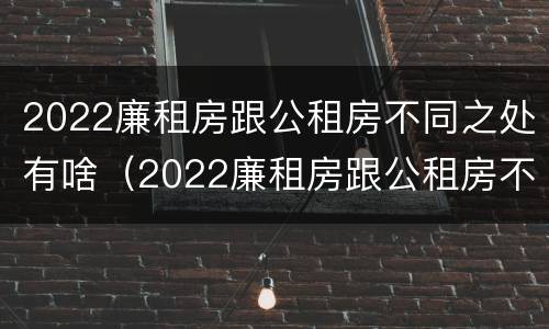 2022廉租房跟公租房不同之处有啥（2022廉租房跟公租房不同之处有啥区别）