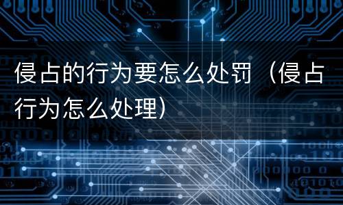 侵占的行为要怎么处罚（侵占行为怎么处理）