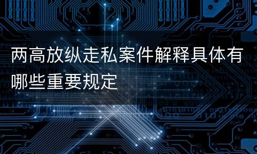 两高放纵走私案件解释具体有哪些重要规定