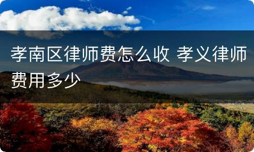 孝南区律师费怎么收 孝义律师费用多少