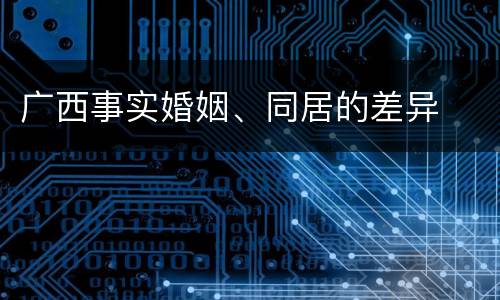广西事实婚姻、同居的差异