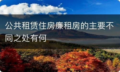 公共租赁住房廉租房的主要不同之处有何