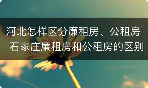 河北怎样区分廉租房、公租房 石家庄廉租房和公租房的区别
