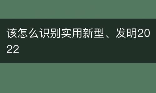 该怎么识别实用新型、发明2022