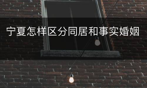 宁夏怎样区分同居和事实婚姻
