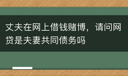 丈夫在网上借钱赌博，请问网贷是夫妻共同债务吗