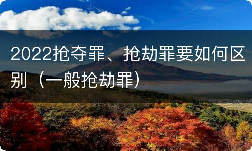 2022抢夺罪、抢劫罪要如何区别（一般抢劫罪）