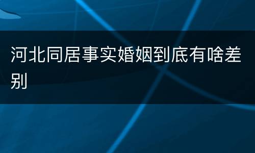河北同居事实婚姻到底有啥差别