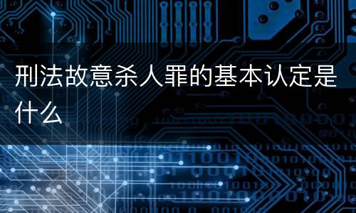 刑法故意杀人罪的基本认定是什么