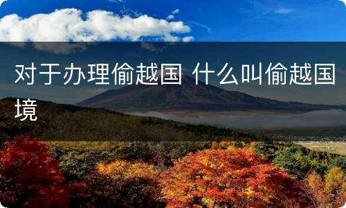 对于办理偷越国 什么叫偷越国境