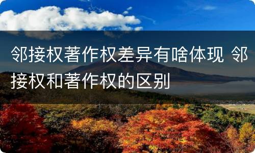 邻接权著作权差异有啥体现 邻接权和著作权的区别
