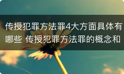 传授犯罪方法罪4大方面具体有哪些 传授犯罪方法罪的概念和特征是什么