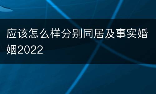 应该怎么样分别同居及事实婚姻2022